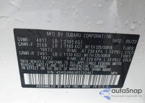 2024 Subaru Crosstrek Limited from USA, damaged, VIN 4S4GUHN69R3702467